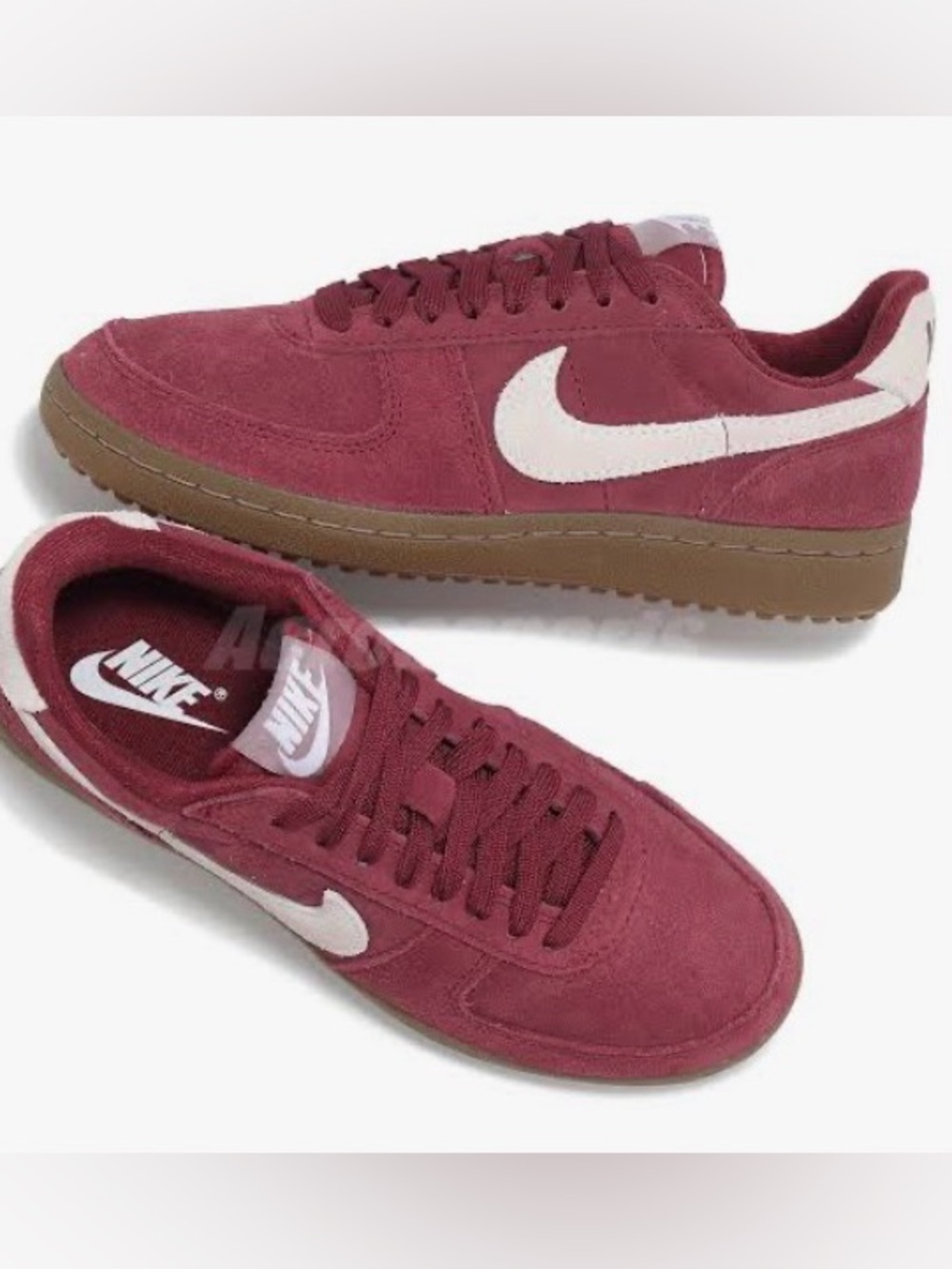 Nike Field General Women's Suede Low-Top Sneakers in Burgundy/White Sz7 NWOT